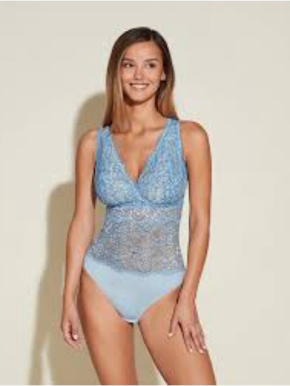 Cosabella Pret a Porter Teddy - Aasmani Curvy Blue Floral Lace Bodysuit